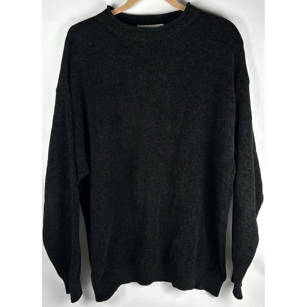 Ermenegildo Zegna Black Wool Blend Pullover Sweater Mens 56 XXL Mock Neck Italy
